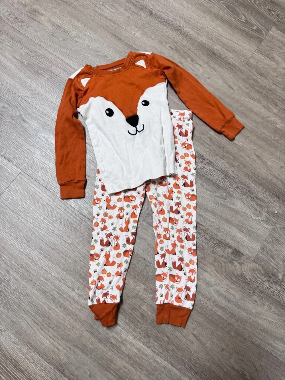 Gymboree Rust and Cream Fox Thermal Pajama Set